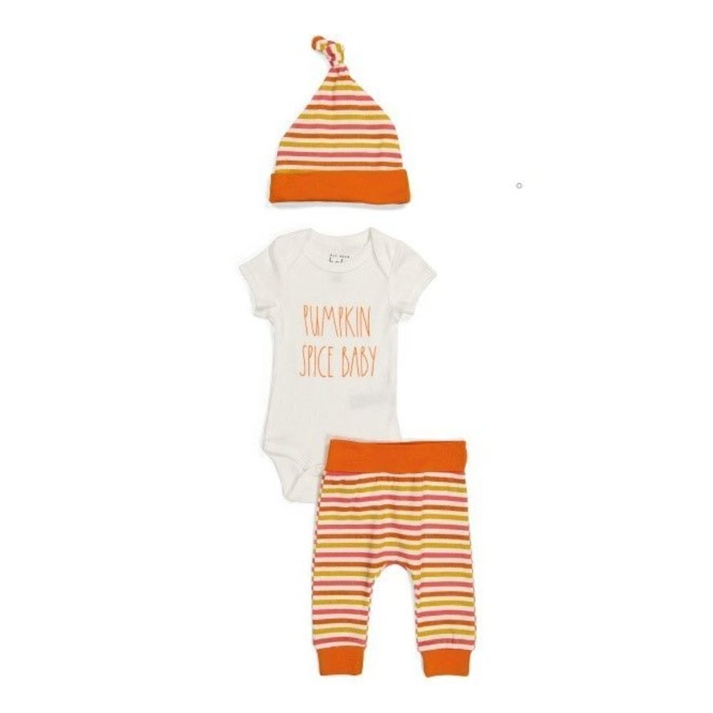 AE DUNN Pumpkin Spice Baby Infant Pant Set With Hat Baby Size 6-9M